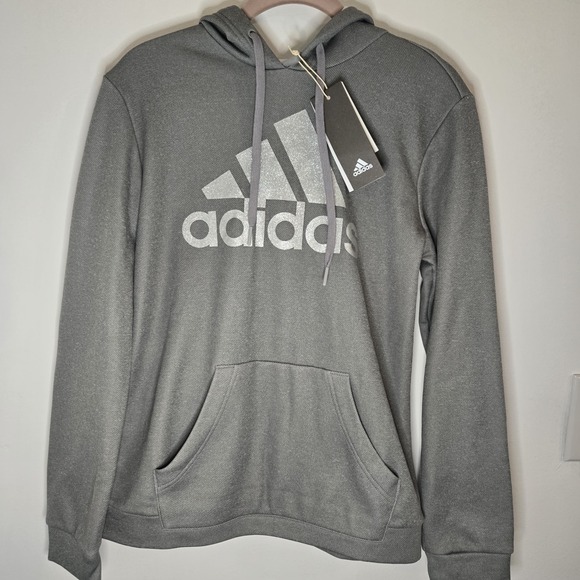 Adidas Multisport Sweatshirt Pullover Hoodie Size M  Grey/Metal Sparkle‎ Letters - Picture 1 of 8
